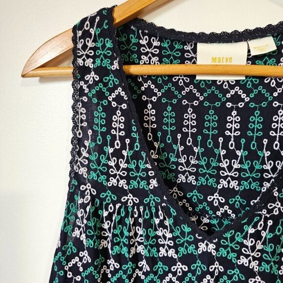 EUC MAEVE BY ANTHROPOLOGIE EMBROIDERED PATTERNED V NECK TIERED LACED TANK TOP M - Picture 11 of 15